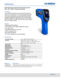 Thumbnail of document Data Sheet - OS-836-301 -50 to 1550°C, 30:1 High Performance Infrared Thermometer